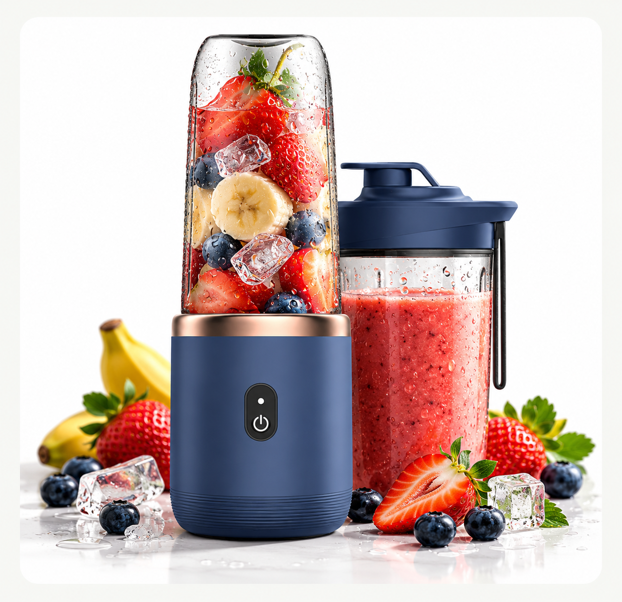 BlendGo portable blender with fruit and fresh smoothie